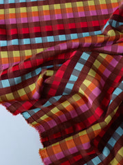 Load image into Gallery viewer, Cayenne/Red/Blue/Citrus Gingham Jacquard Activewear | Designer Deadstock