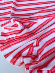 Load image into Gallery viewer, White/Strawberry Stripe Activewear Jersey | Designer Deadstock
