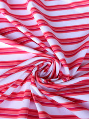 Load image into Gallery viewer, White/Strawberry Stripe Activewear Jersey | Designer Deadstock