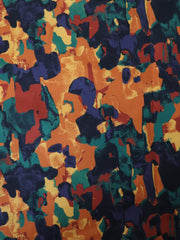 Load image into Gallery viewer, Orange/Teal/Navy Abstract 10oz Cotton Canvas | Designer Deadstock