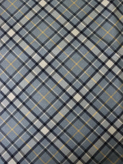 Load image into Gallery viewer, Slate/Navy/Yellow Bias Plaid 10oz Cotton Canvas | Designer Deadstock
