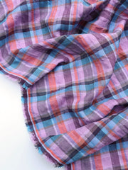 Load image into Gallery viewer, Lavender/Blue/Plum Plaid Textured Cotton Blend | Designer Deadstock