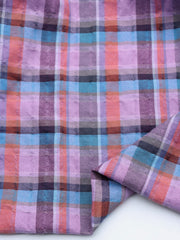 Load image into Gallery viewer, Lavender/Blue/Plum Plaid Textured Cotton Blend | Designer Deadstock