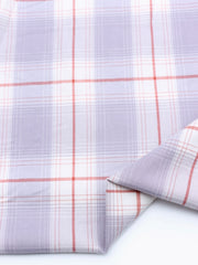 Load image into Gallery viewer, Ivory/Ash Violet/Brick Plaid Cotton Shirting | Designer Deadstock