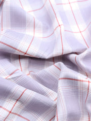 Load image into Gallery viewer, Ivory/Ash Violet/Brick Plaid Cotton Shirting | Designer Deadstock