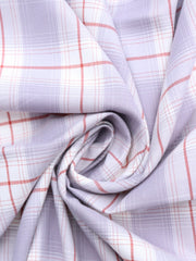 Load image into Gallery viewer, Ivory/Ash Violet/Brick Plaid Cotton Shirting | Designer Deadstock