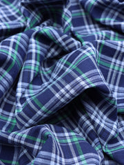 Load image into Gallery viewer, Navy/Green/White Plaid Cotton Shirting | Designer Deadstock