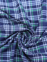Load image into Gallery viewer, Navy/Green/White Plaid Cotton Shirting | Designer Deadstock
