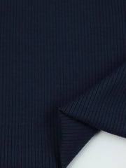 Load image into Gallery viewer, Navy Rayon Spandex Heavy 4x2 Rib Knit