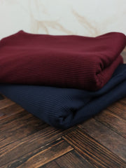 Load image into Gallery viewer, Navy Rayon Spandex Heavy 4x2 Rib Knit