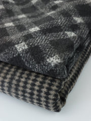 Load image into Gallery viewer, Black & White Diagonal Plaid Faux Wool Fleece Coating