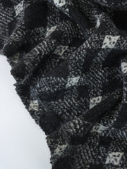 Load image into Gallery viewer, Black & White Diagonal Plaid Faux Wool Fleece Coating