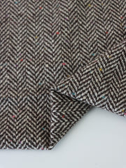 Load image into Gallery viewer, Rainbow Flecked Brown & Ivory Herringbone Wool Coating