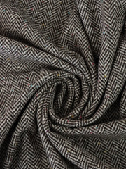 Load image into Gallery viewer, Rainbow Flecked Brown & Ivory Herringbone Wool Coating