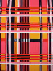 Load image into Gallery viewer, Mango/Pink/Red Plaid Nylon Spandex Tricot | Designer Deadstock