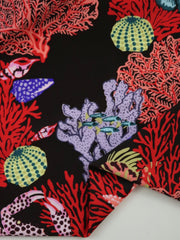 Load image into Gallery viewer, Scuba Adventure on Black Nylon Spandex Tricot | Designer Deadstock