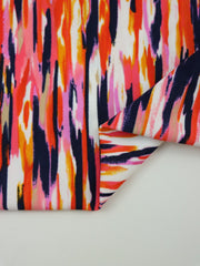 Load image into Gallery viewer, Navy/Pink/Orange Painted Lines Nylon Spandex Tricot | Designer Deadstock