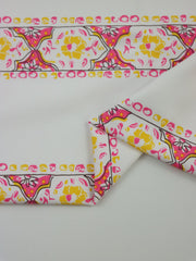 Load image into Gallery viewer, Fancy Floral Stripe on White Matte Nylon Spandex Tricot | Designer Deadstock