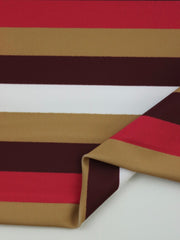 Load image into Gallery viewer, Maroon/Camel/Dark Red/White Horizontal Stripe Nylon Spandex Tricot | Designer Deadstock