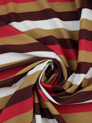 Load image into Gallery viewer, Maroon/Camel/Dark Red/White Horizontal Stripe Nylon Spandex Tricot | Designer Deadstock