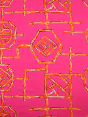 Load image into Gallery viewer, Bamboo Lattice on Hot Pink Nylon Spandex Tricot | Designer Deadstock