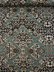 Load image into Gallery viewer, Teal/Mocha/Ivory Garden Gate Rayon Challis
