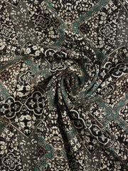 Load image into Gallery viewer, Teal/Mocha/Ivory Garden Gate Rayon Challis