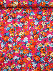 Load image into Gallery viewer, Flower Buds on Hot Pink Rayon Challis