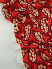 Load image into Gallery viewer, Red Paisley Rayon Challis
