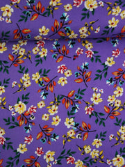 Load image into Gallery viewer, 1YD 12IN REMNANT; Gia Floral on Purple Rayon Challis