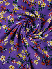 Load image into Gallery viewer, 1YD 12IN REMNANT; Gia Floral on Purple Rayon Challis