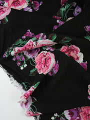 Load image into Gallery viewer, Lyla Floral on Black Rayon Challis