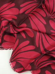 Load image into Gallery viewer, Ruby Botanic on Burgundy Viscose Sateen | Designer Deadstock