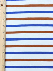 Load image into Gallery viewer, Ivory/Royal/Dark Camel Stripe 100% Cotton Jersey