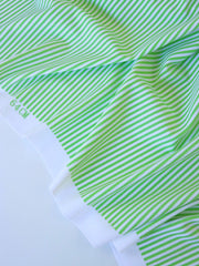 Load image into Gallery viewer, Spring Green & White Horizontal 1/8" Stripe Nylon Spandex Tricot | Designer Deadstock