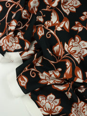 Load image into Gallery viewer, Pecan Floral on Black Rayon Lawn | Designer Deadstock