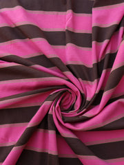 Load image into Gallery viewer, Lipstick/Brown/Kelp Stripe 100% Cotton Jersey
