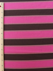Load image into Gallery viewer, Lipstick/Brown/Kelp Stripe 100% Cotton Jersey