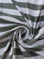 Load image into Gallery viewer, Heathered Olive & Oatmeal Stripe 100% Cotton Jersey