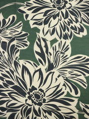 Load image into Gallery viewer, 1YD 29IN REMNANT; Black Floral Outlines on Hunter Green Cotton Lawn | Designer Deadstock