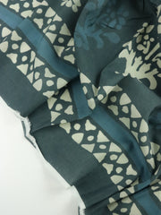 Load image into Gallery viewer, Indigo Batik Single Border Scrolls Cotton Sateen | Designer Deadstock