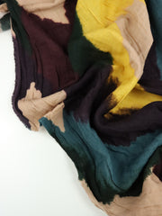 Load image into Gallery viewer, Eggplant/Teal/Yellow Shibori Diamonds Cotton Gauze | Designer Deadstock