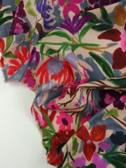 Load image into Gallery viewer, Painted Wildflowers on Slate Blue Cotton Lawn | Designer Deadstock