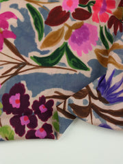 Load image into Gallery viewer, Painted Wildflowers on Slate Blue Cotton Lawn | Designer Deadstock