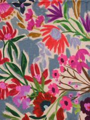 Load image into Gallery viewer, Painted Wildflowers on Slate Blue Cotton Lawn | Designer Deadstock