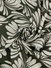 Load image into Gallery viewer, Ivory Botanic on Olive Viscose Sateen | Designer Deadstock