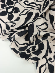 Load image into Gallery viewer, Black Floral on White Cotton Sateen | Designer Deadstock