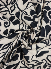 Load image into Gallery viewer, Black Floral on White Cotton Sateen | Designer Deadstock