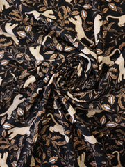 Load image into Gallery viewer, Leaping Leopards on Black Nylon Spandex Tricot | Designer Deadstock