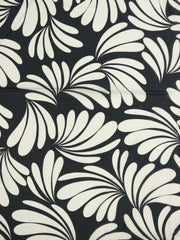 Load image into Gallery viewer, White Botanic on Black Viscose Sateen | Designer Deadstock